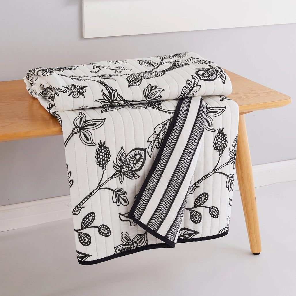 Black & White Quilted Throw Blanket