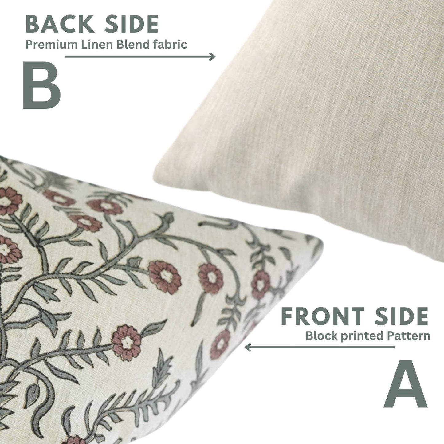 Louisa Block Print Linen Blend Pillow Cover - 18X18