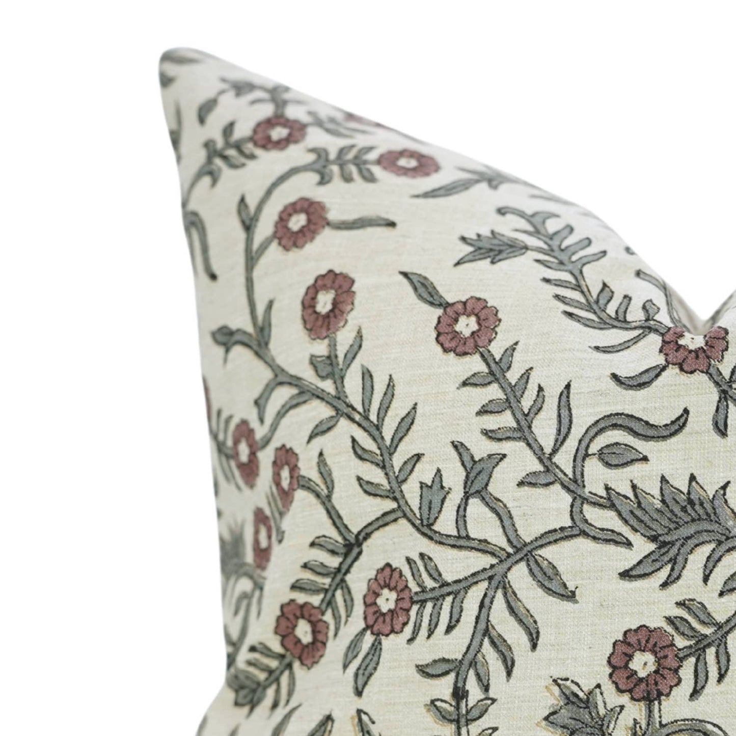 Louisa Block Print Linen Blend Pillow Cover - 18X18