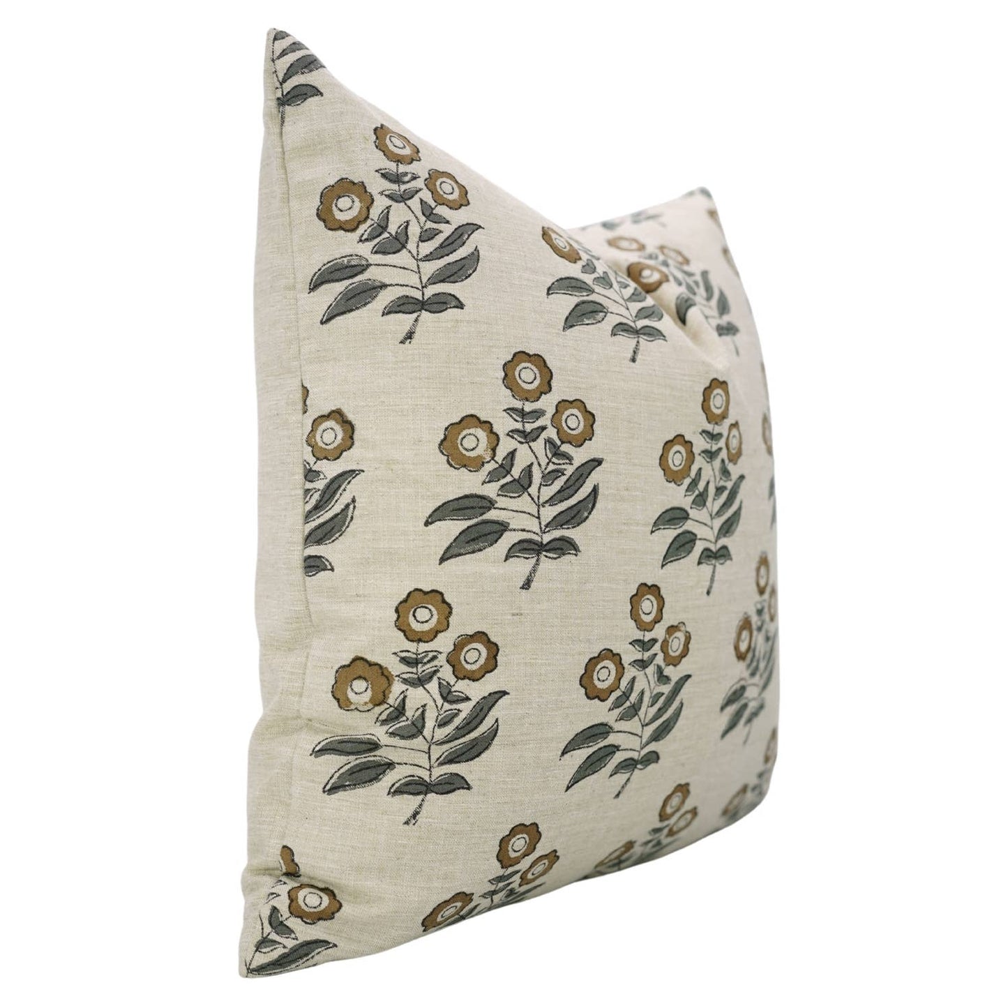 Neha Block Printed Linen Blend Cushion Cover - 18X18