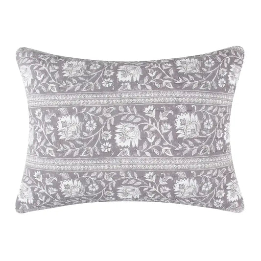 Grey Lirelle Quilted Pillow