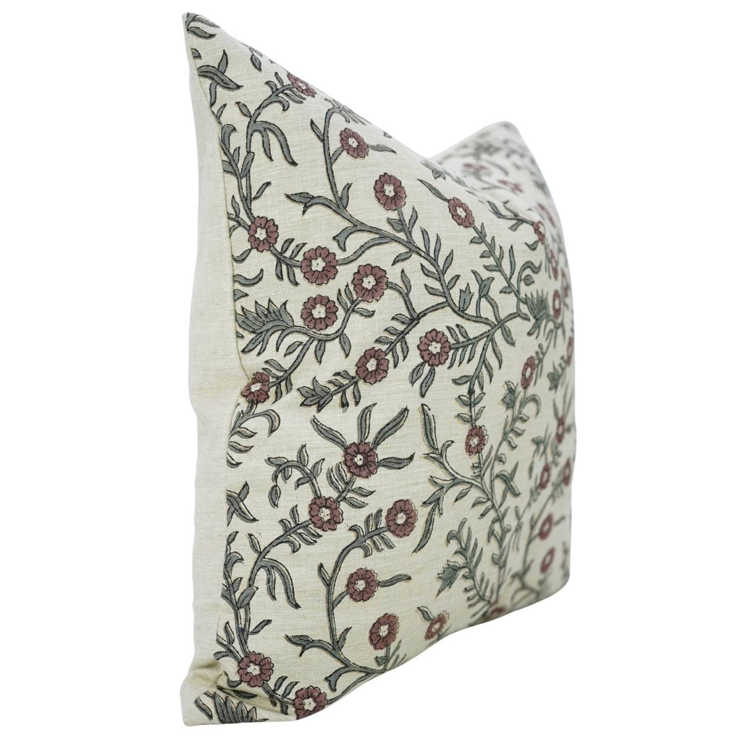 Louisa Block Print Linen Blend Pillow Cover - 18X18
