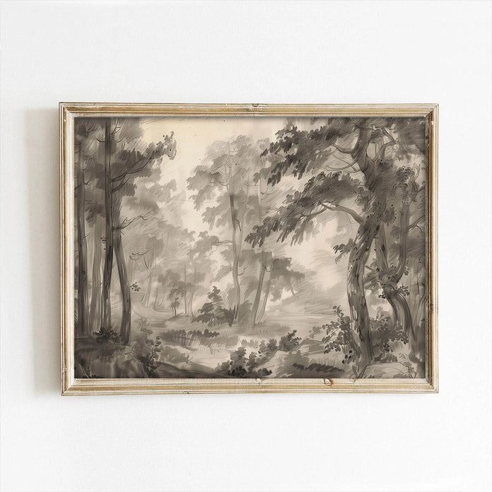 Wooded Landscape Vintage Art Print (no frame)