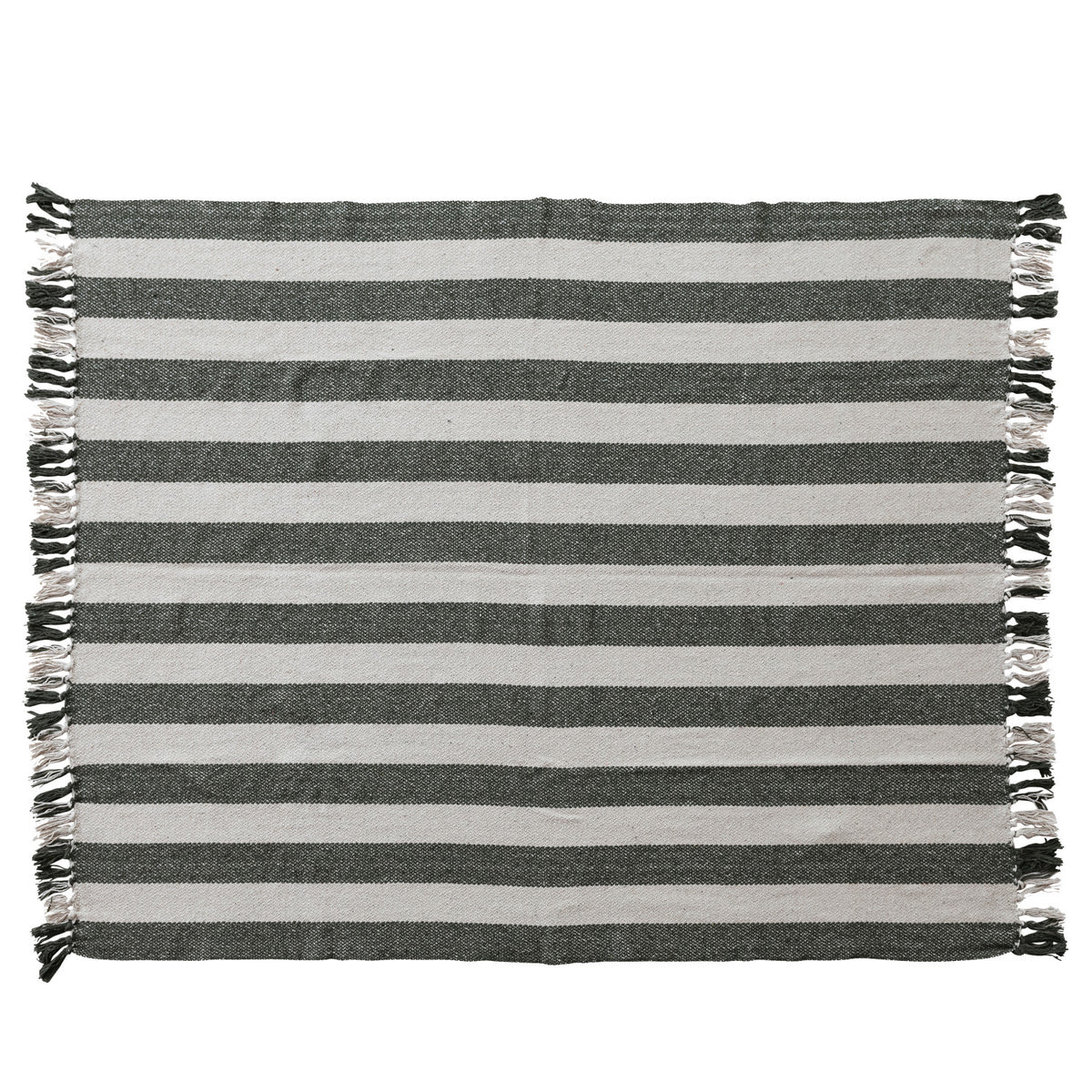 Green & Cream Striped Throw Blanket