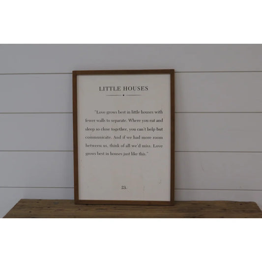 Little Houses Book Page Sign