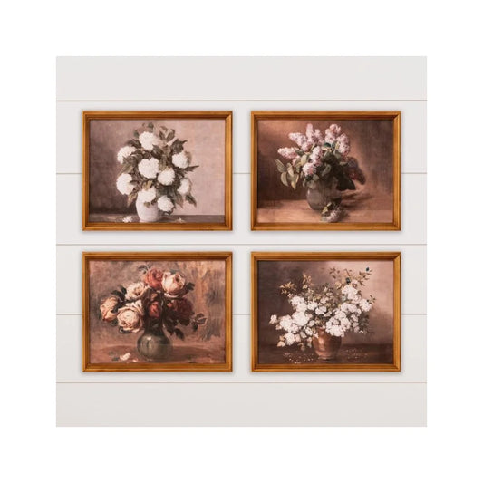 Antiqued Framed Still Life Botanical Art- Assorted Styles