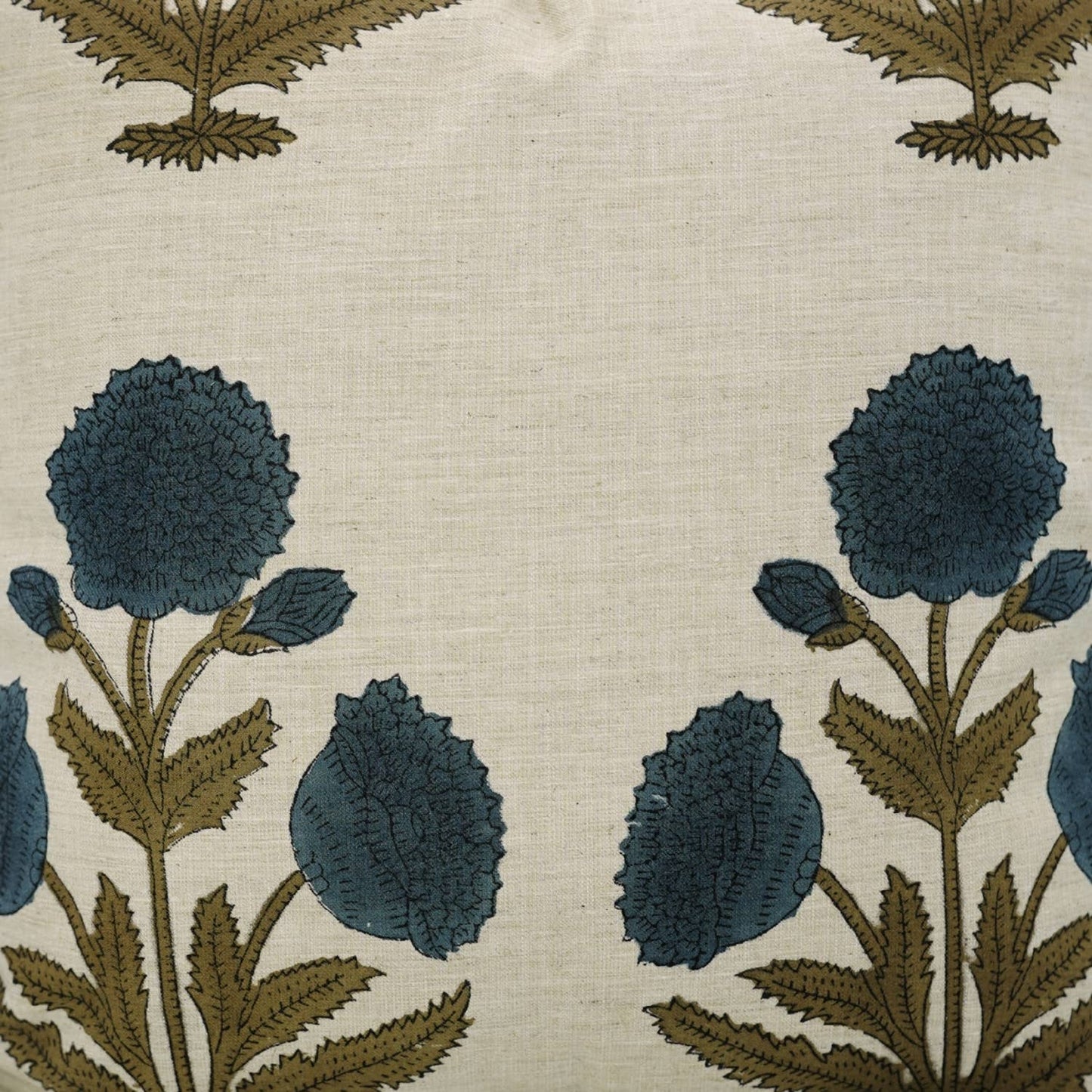 Blue Bohemian Block Design Linen Blend Pillow Cover- 18X18