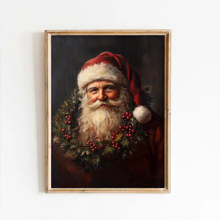 Winter Berry Santa Art Print (no frame)