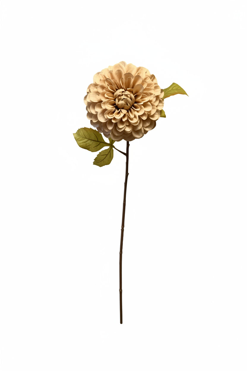 Dried Look Dahlia Stem- Taupe