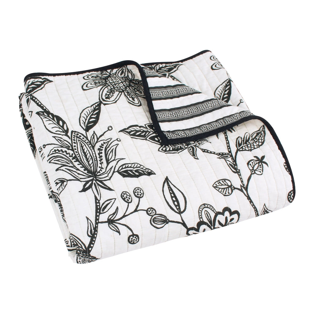 Black & White Quilted Throw Blanket