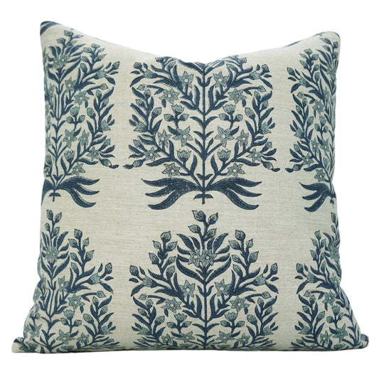 Ariel Block Print Linen Blend Cushion Cover - 18X18