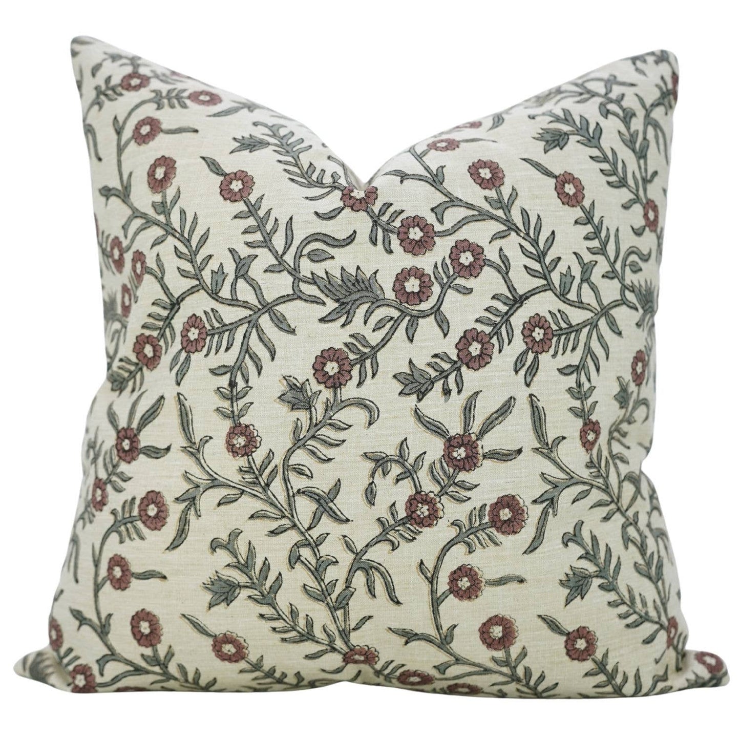 Louisa Block Print Linen Blend Pillow Cover - 18X18