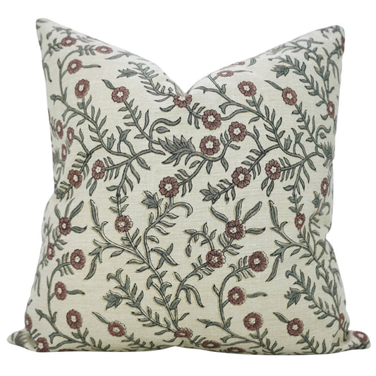 Louisa Block Print Linen Blend Pillow Cover - 18X18