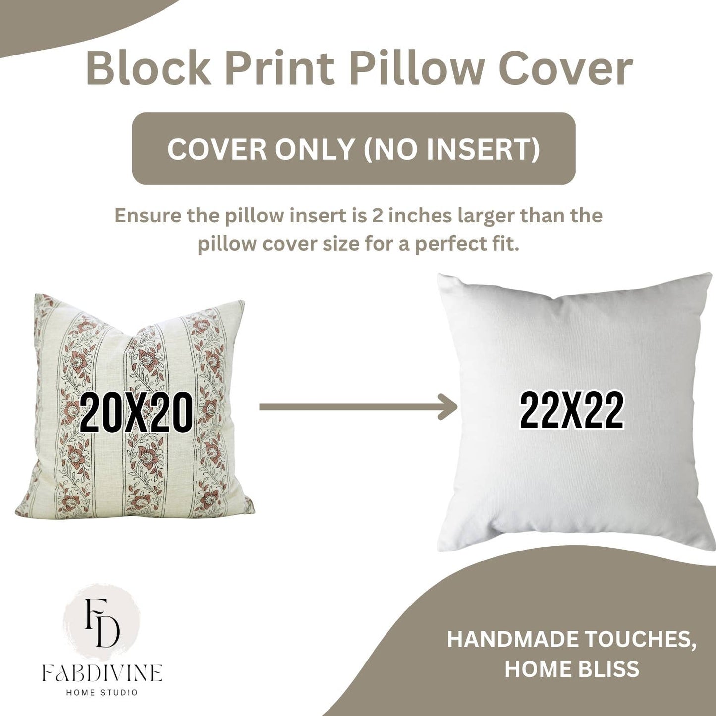 Ashton Block Print Linen Blend Pillow Cover - 18X18