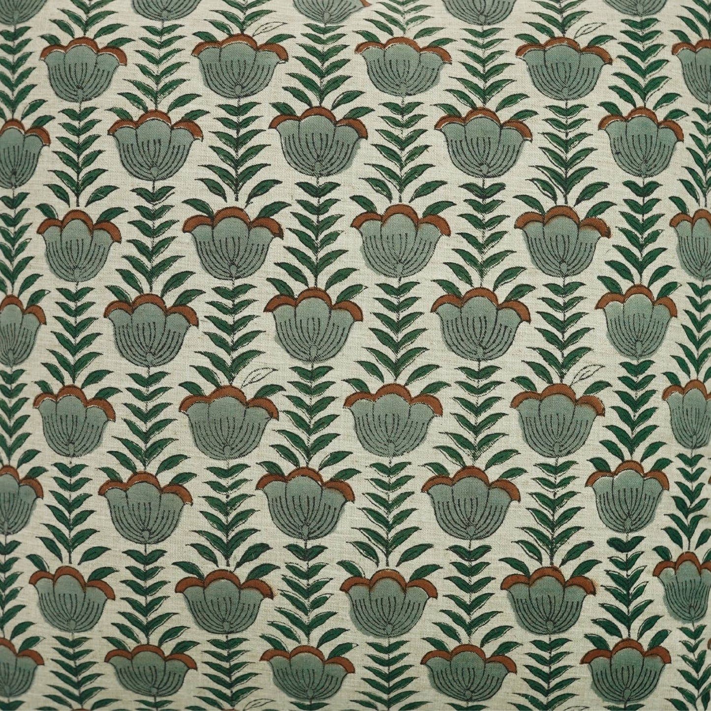 Tulipa Block Print Linen Blend Pillow Cover -18X18