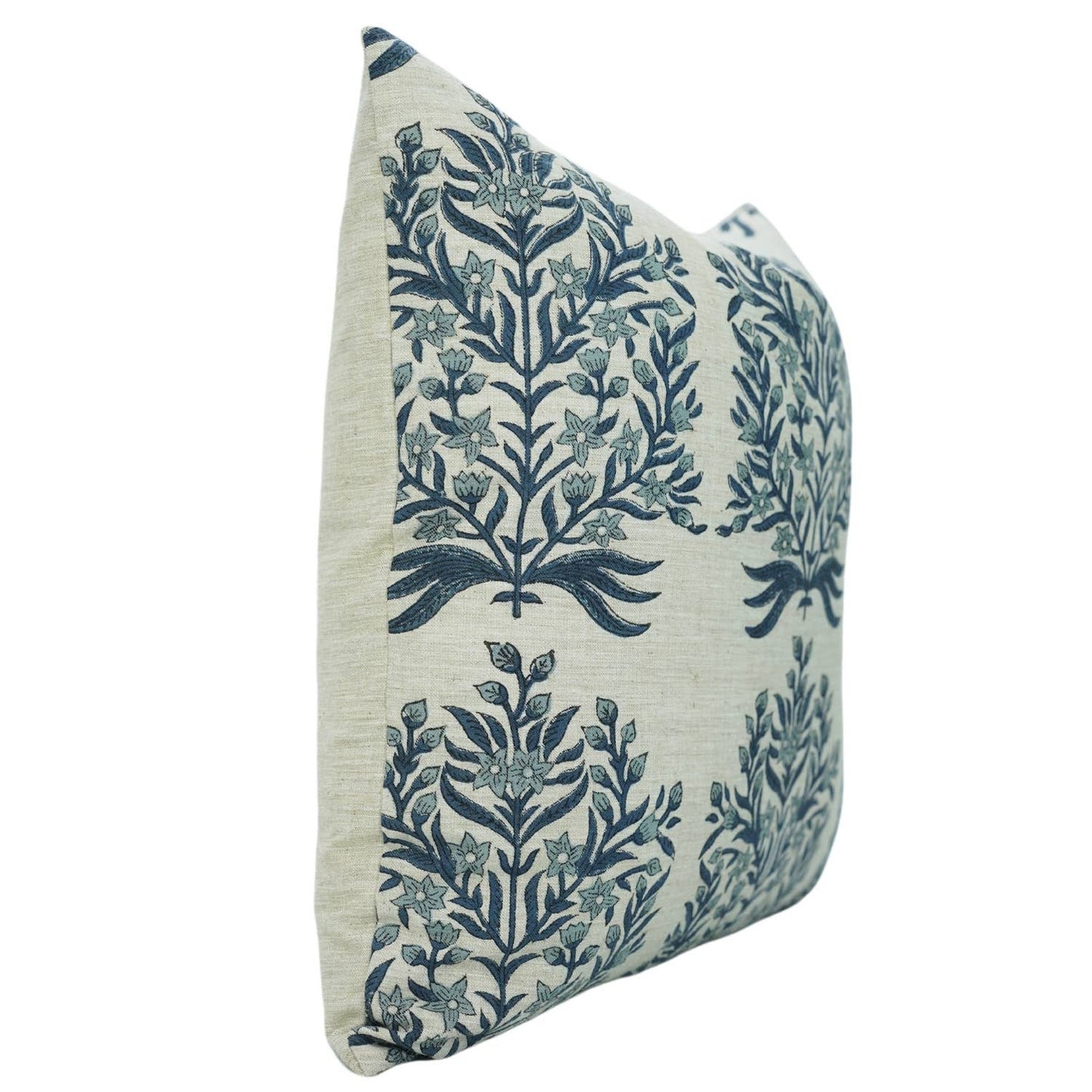 Ariel Block Print Linen Blend Cushion Cover - 18X18