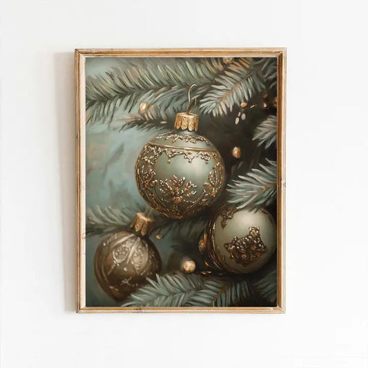 Sage Christmas Ornaments Art Print (no frame)