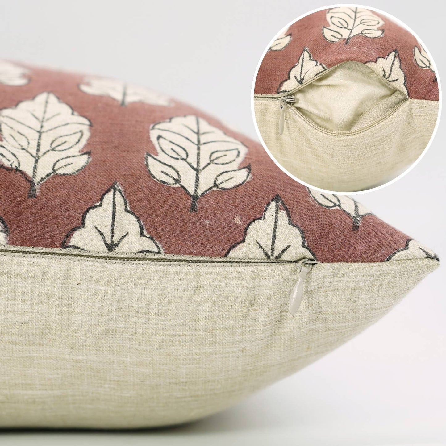 Mable Block Print Linen Blend Pillow Cover - 18X18