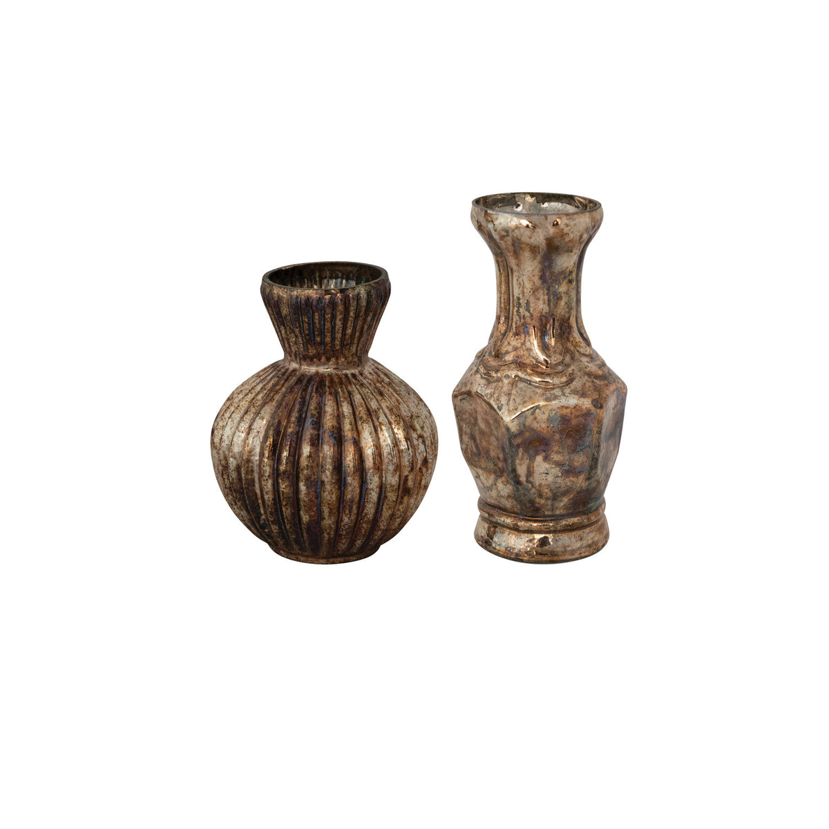 Mercury Glass Mini Vases- Set of 2