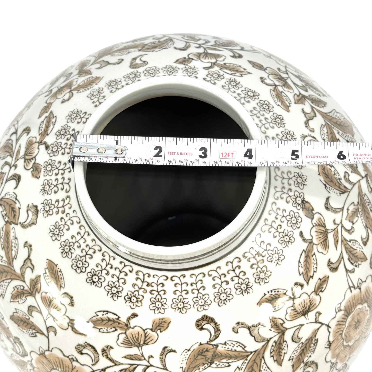 Oversized Ceramic Globe Chinoiserie Vase Flowers-Brown