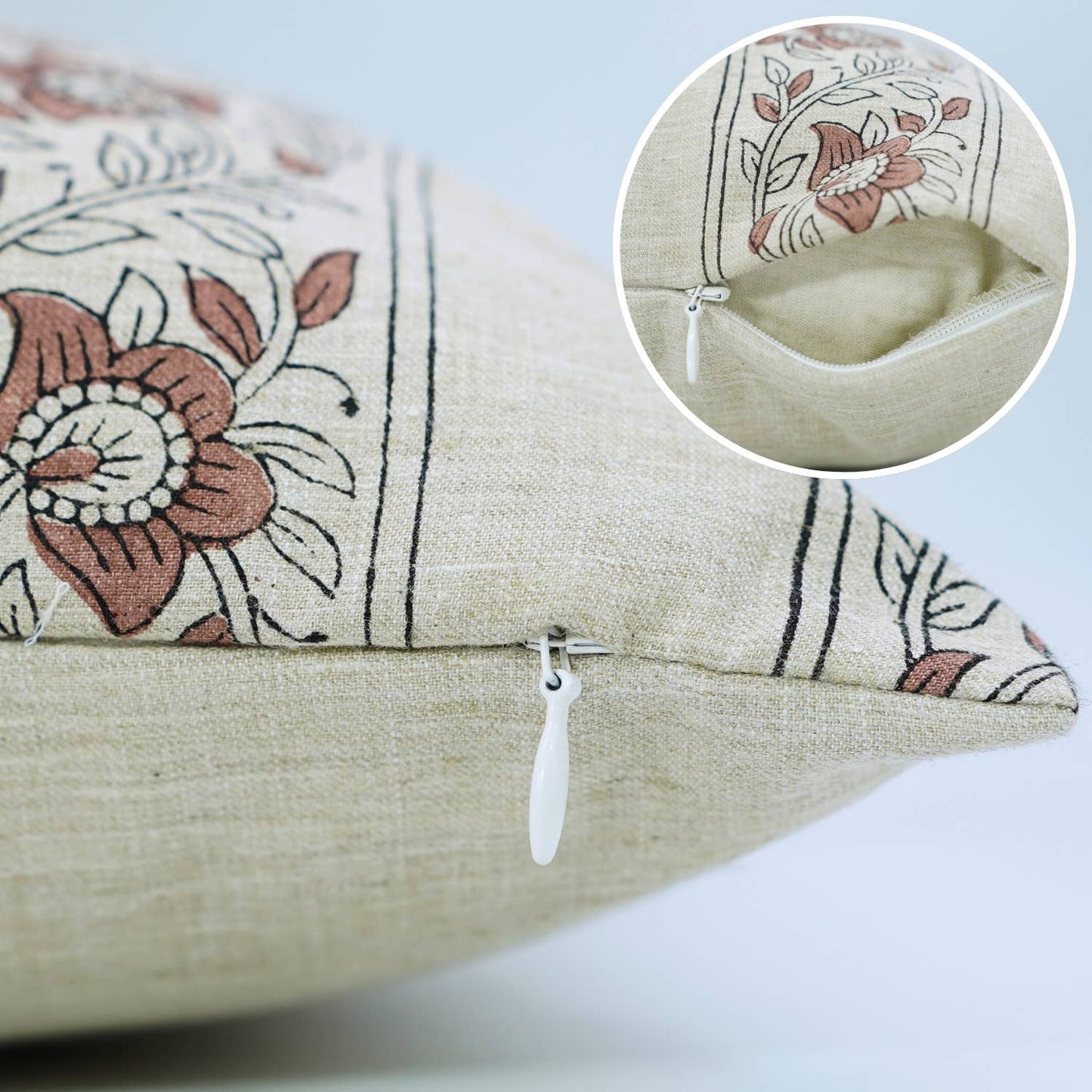 Ashton Block Print Linen Blend Pillow Cover - 18X18