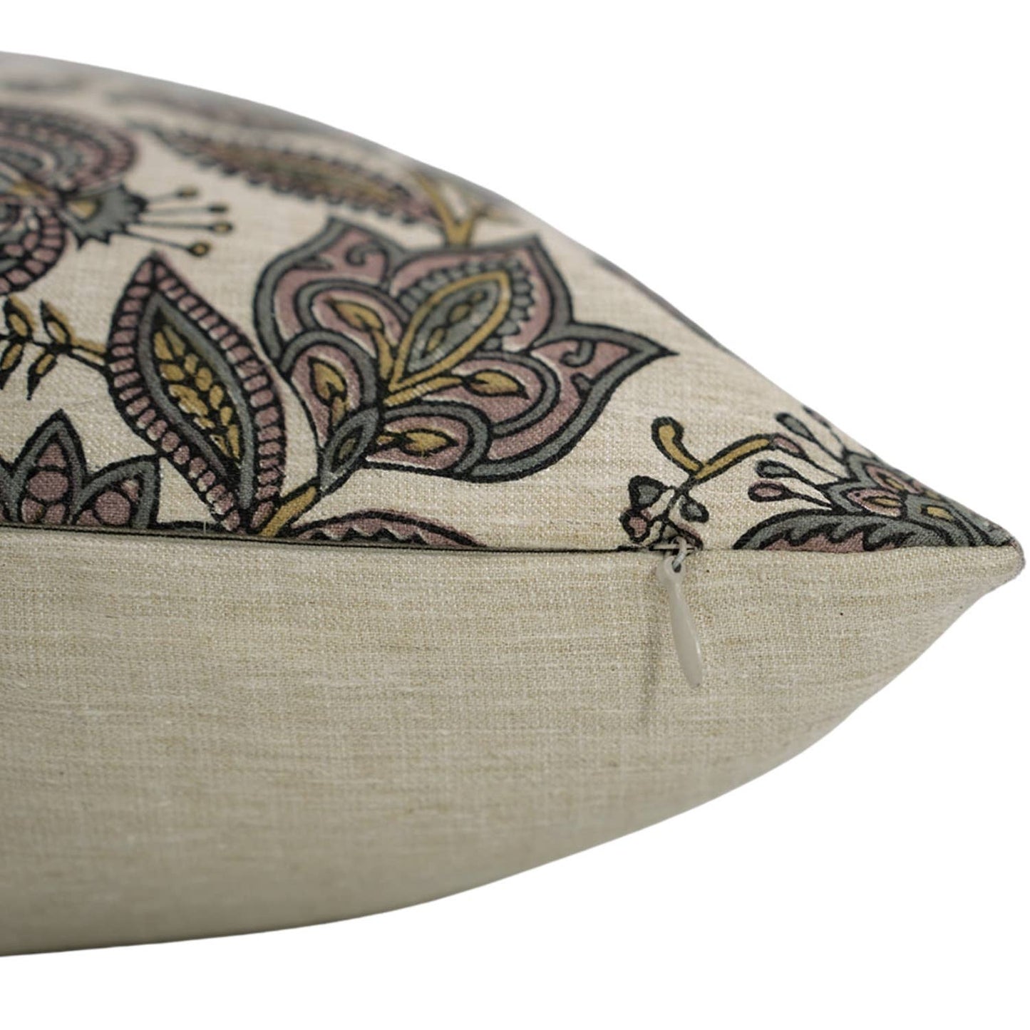 Bernadette Natural Printed Linen Blend Cushion Cover - 18X18