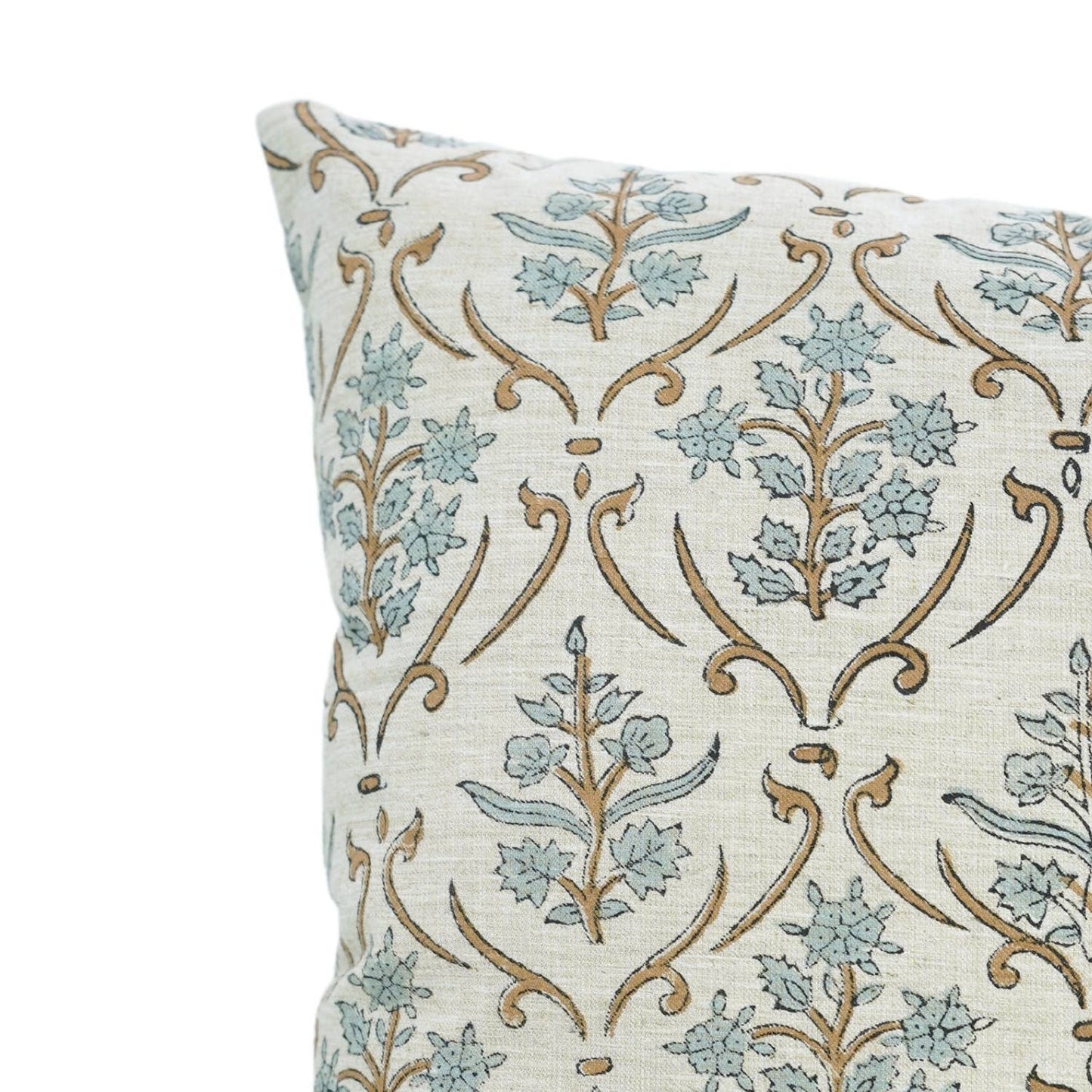 Brynn Block Print Linen Blend Pillow Cover- 18x18 Inch