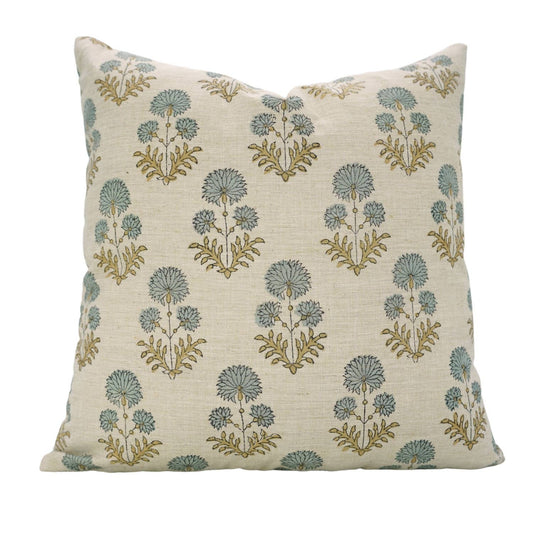 Goldie Block Print Linen Blend Pillow Cover - 18X18