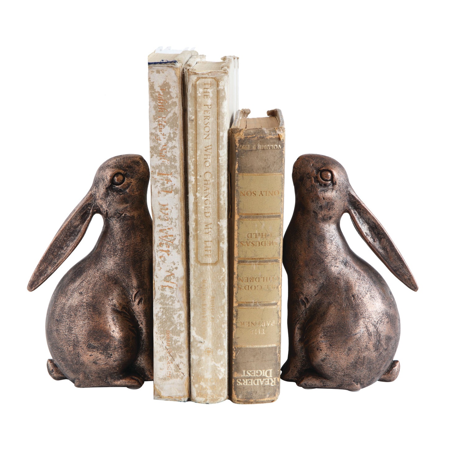 Antiqued Bronze Bunny Bookend Set