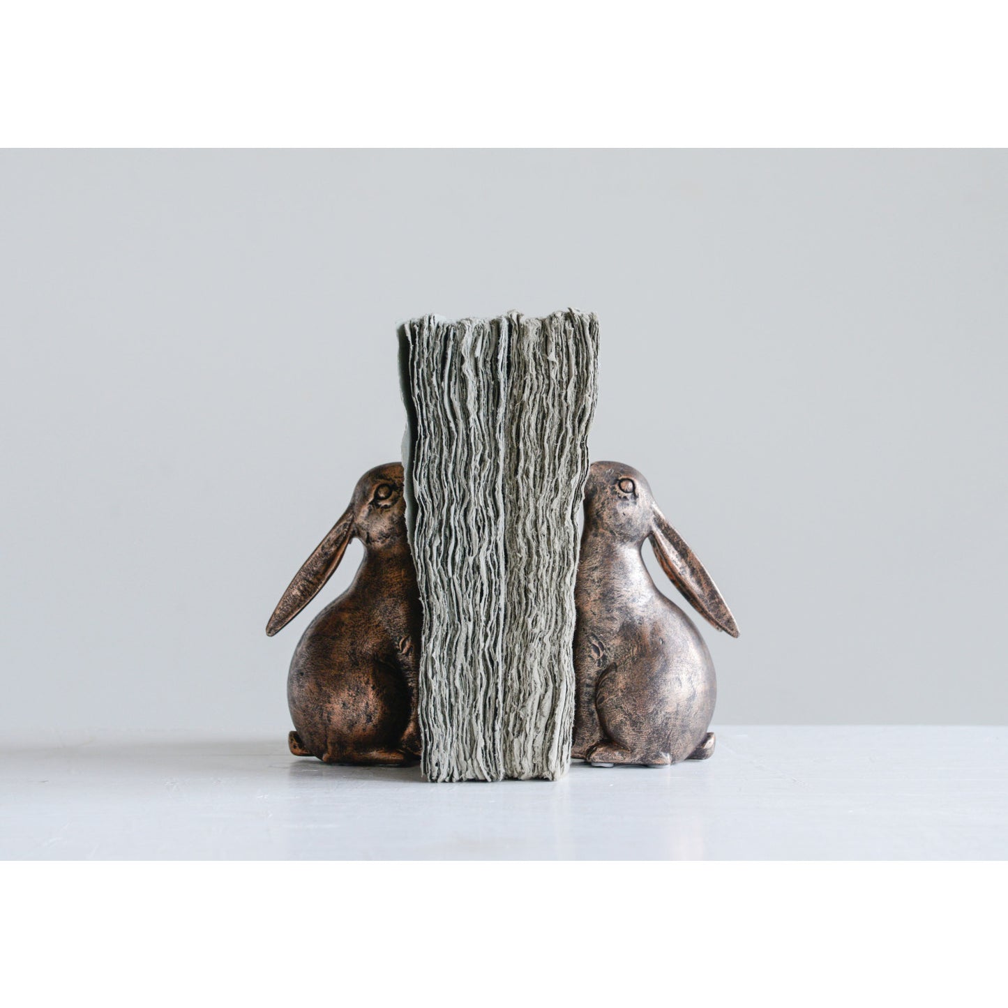 Antiqued Bronze Bunny Bookend Set