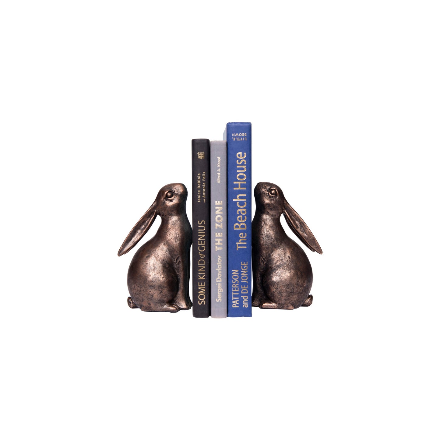 Antiqued Bronze Bunny Bookend Set