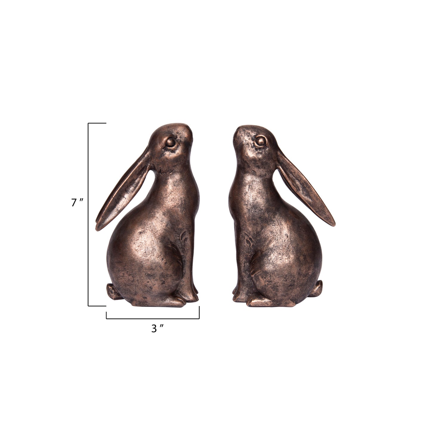 Antiqued Bronze Bunny Bookend Set