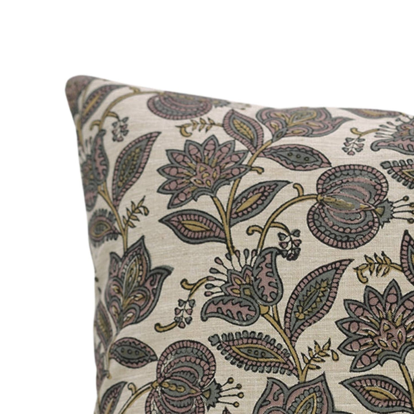 Bernadette Natural Printed Linen Blend Cushion Cover - 18X18