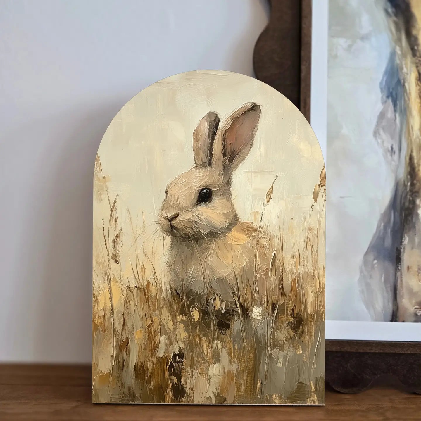 Brown Bunny Arch Art with Brown Stand