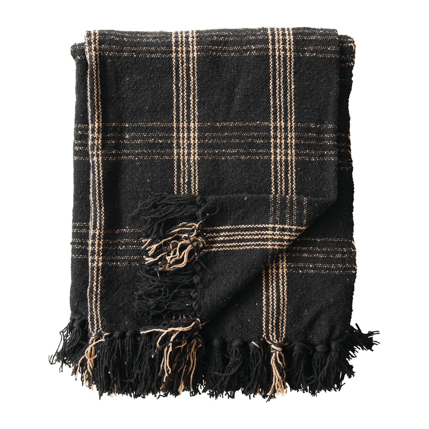Black & Tan Fringe Throw Blanket