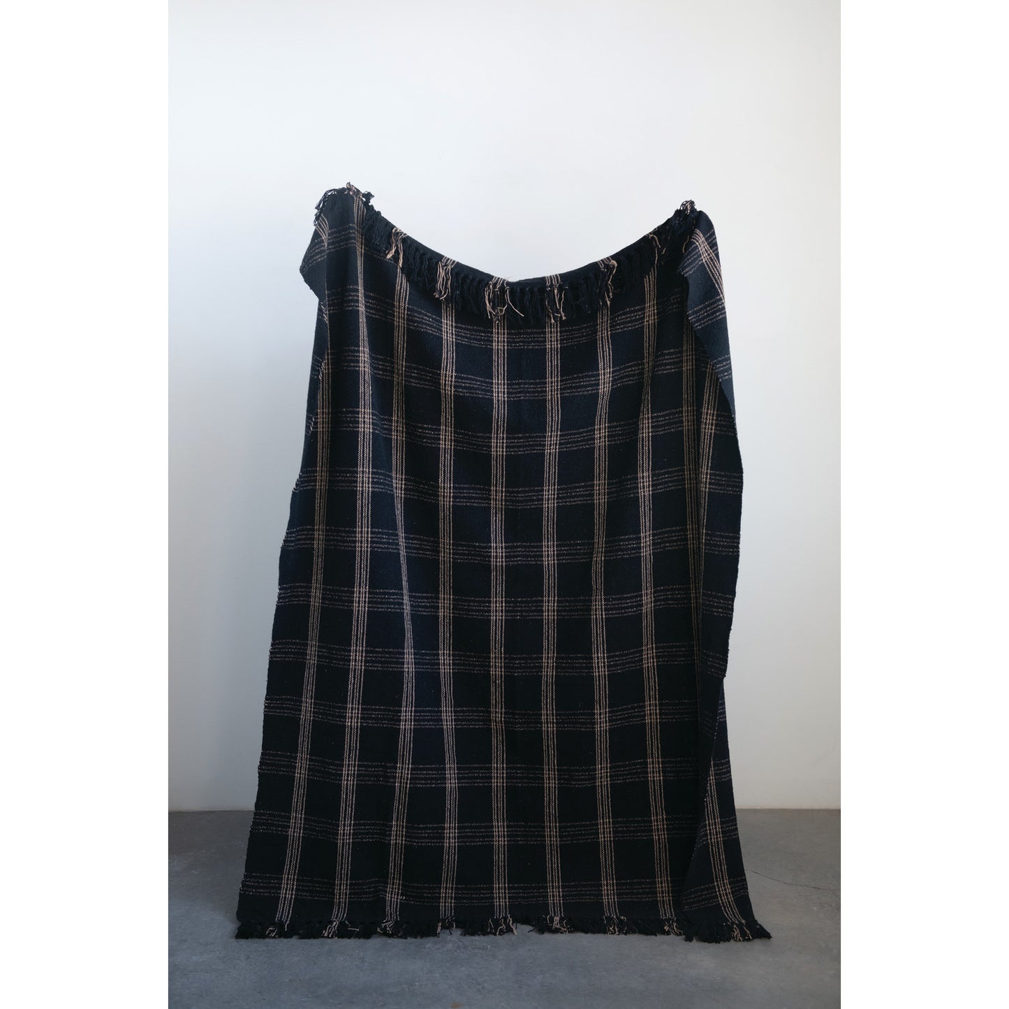 Black & Tan Fringe Throw Blanket