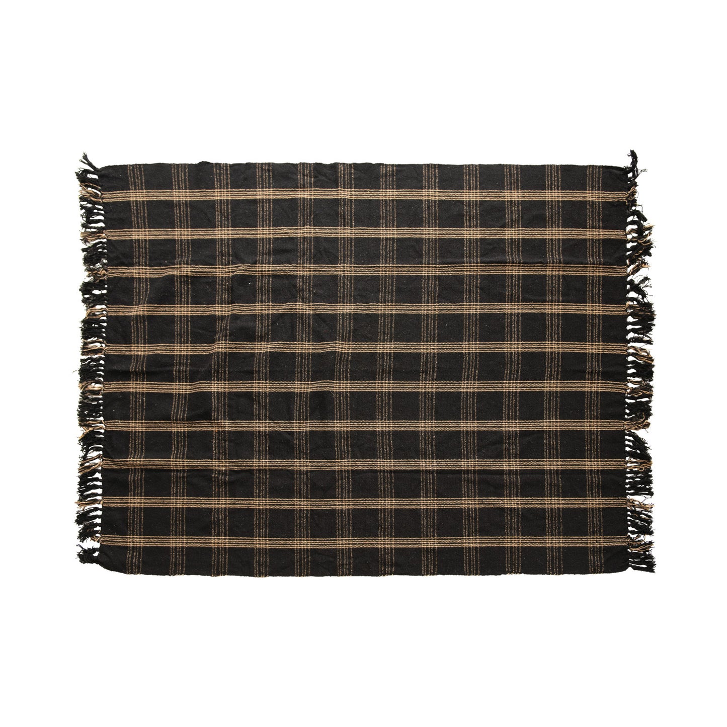 Black & Tan Fringe Throw Blanket