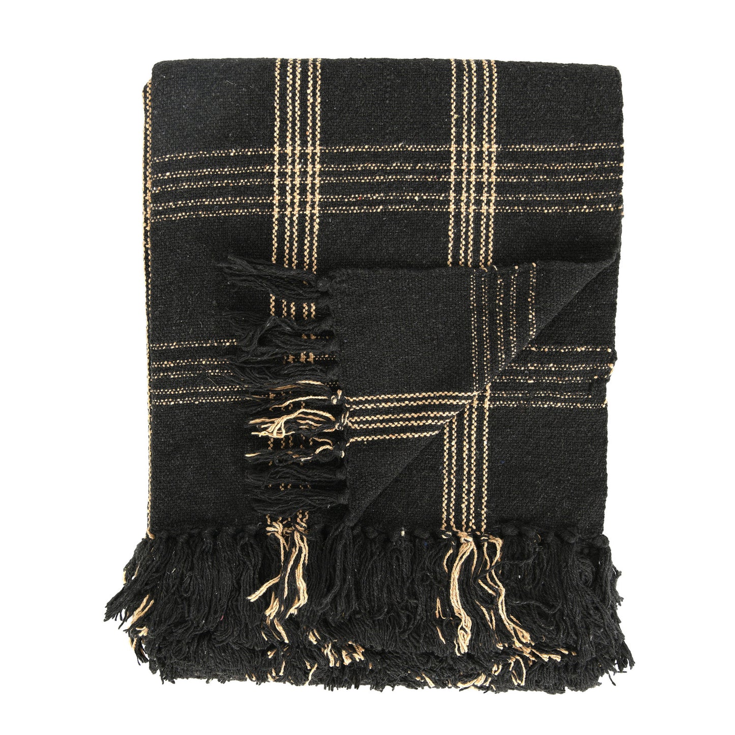 Black & Tan Fringe Throw Blanket