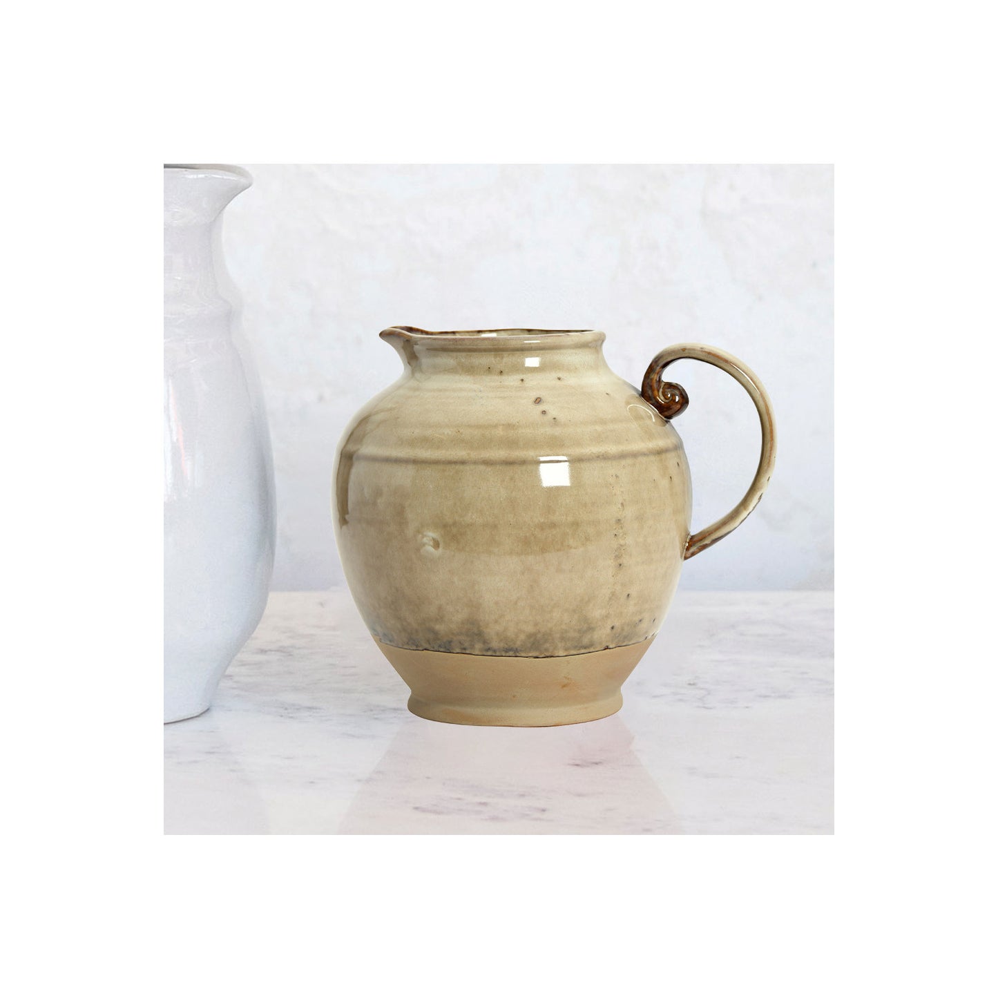 Beige Reactive Glaze Pitcher