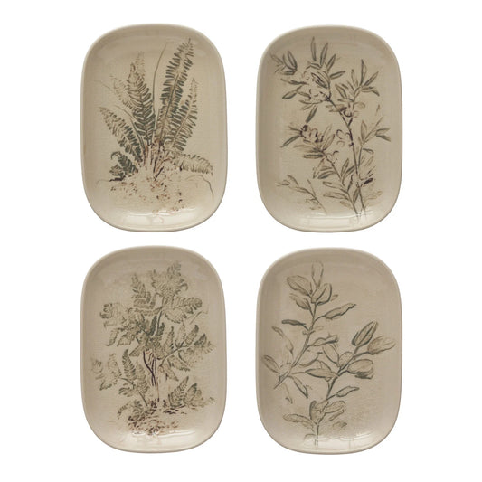 Debossed Botanical Stoneware Dish- Assorted Styles