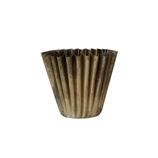 Large Fluted Old Brass Planter