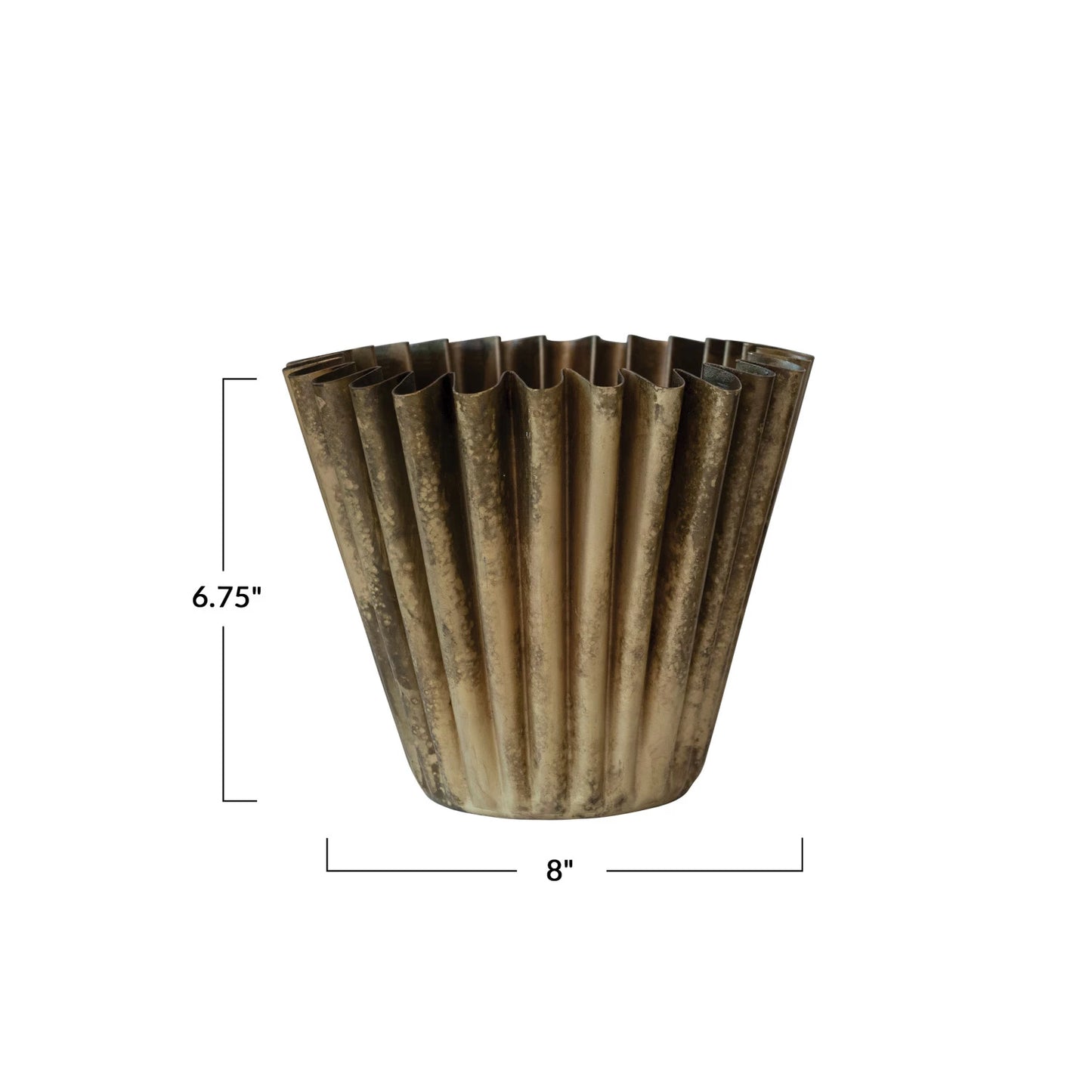 Large Fluted Old Brass Planter