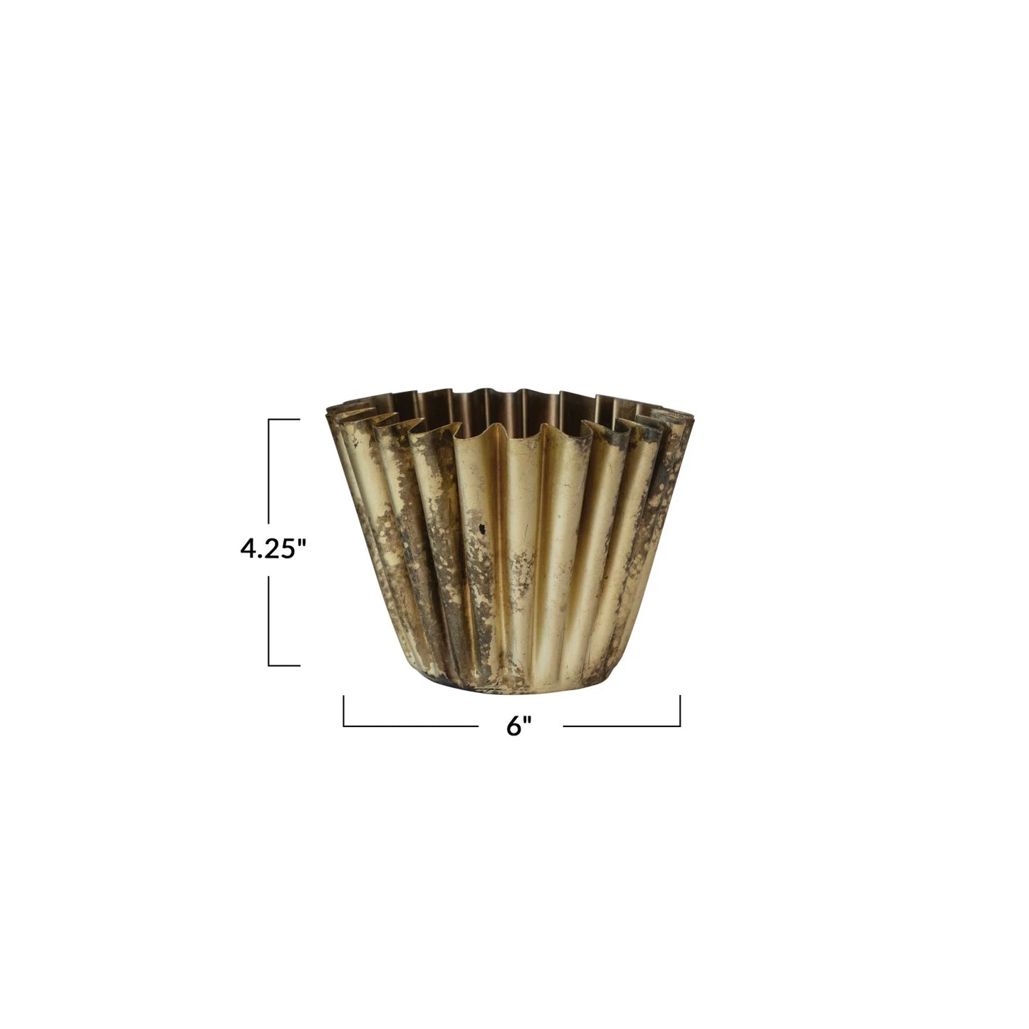 Small Old Brass Fluted Planter