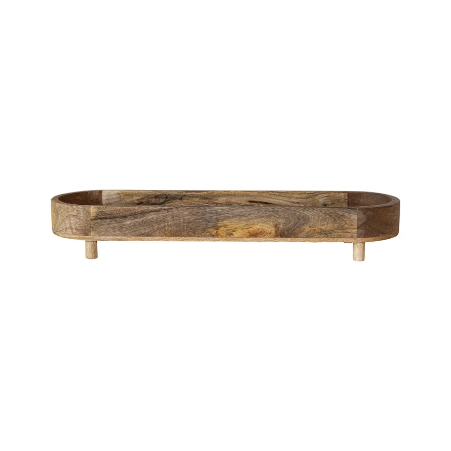 Oval Footed Mango Wood Tray