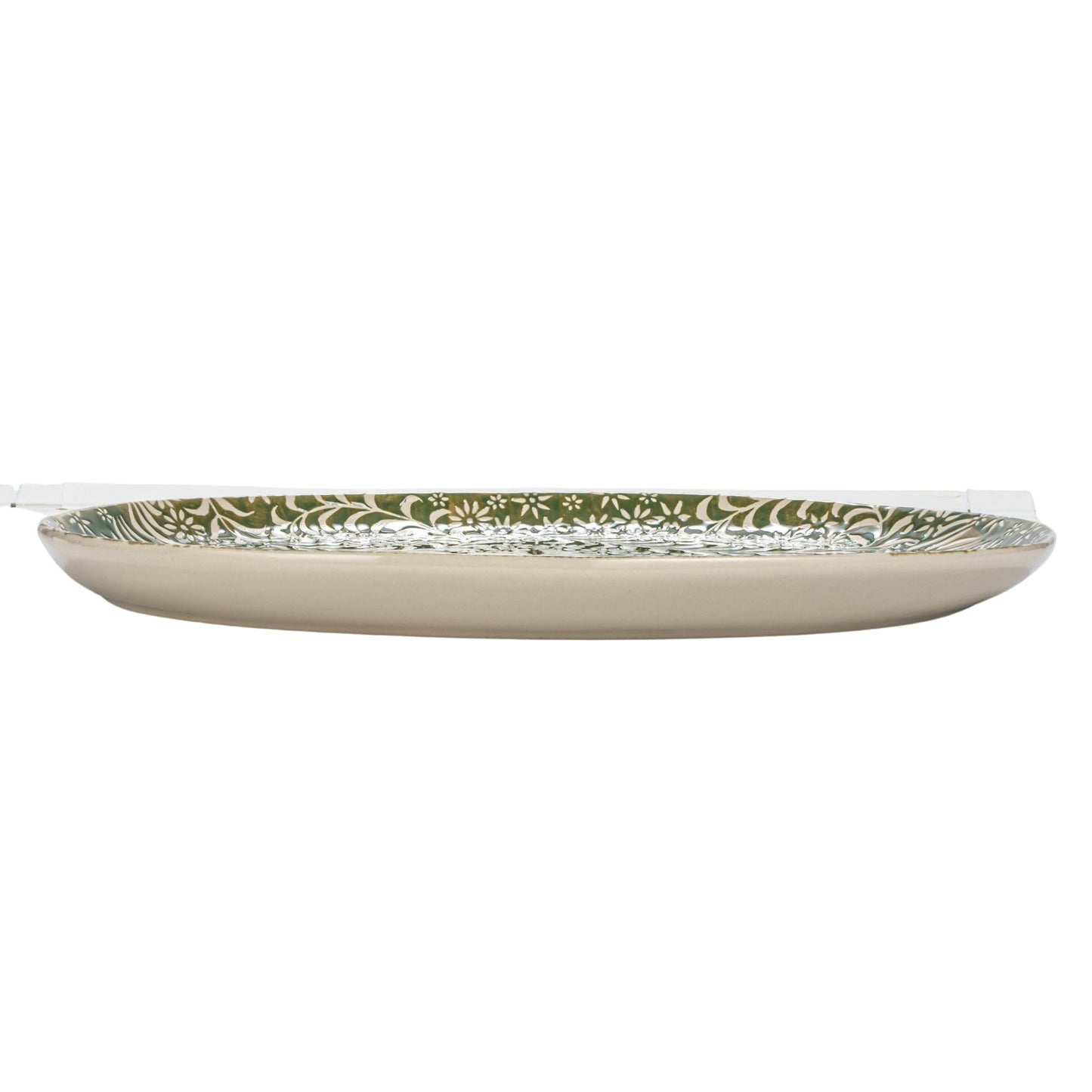 Green Stoneware Botanical Platter