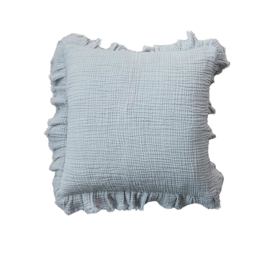 Light Blue Ruffle Pillow