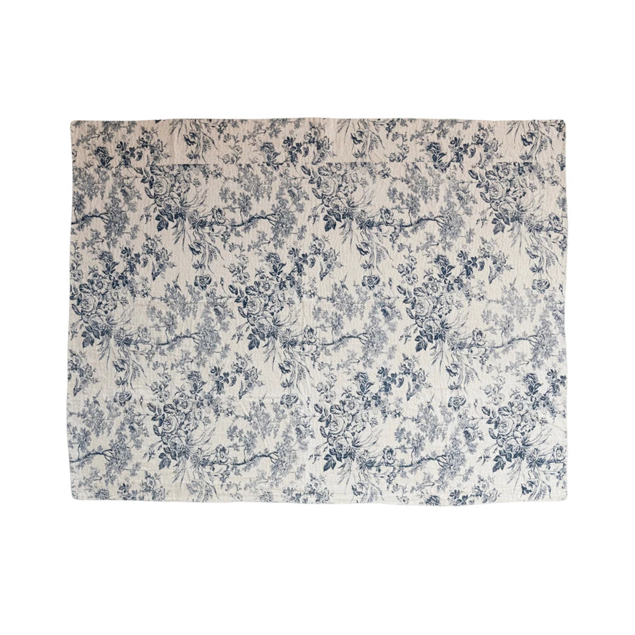 Toile Hand Embroidered Kantha Quilt