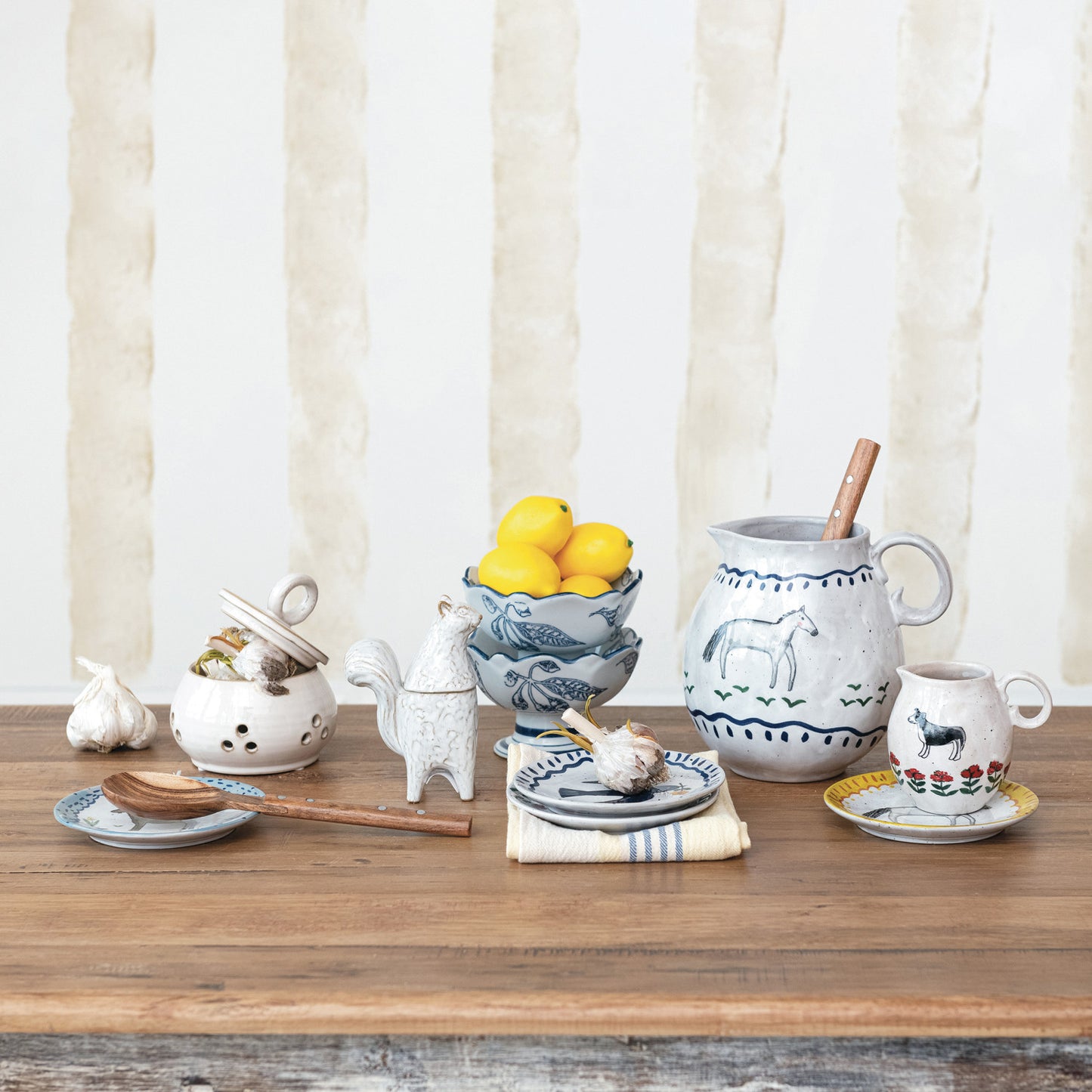Hand Painted Horse Pitcher