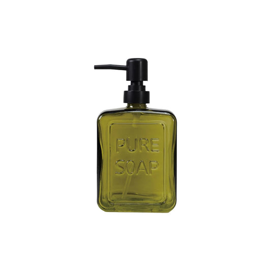 Olive Green Glass Soap Dispenser