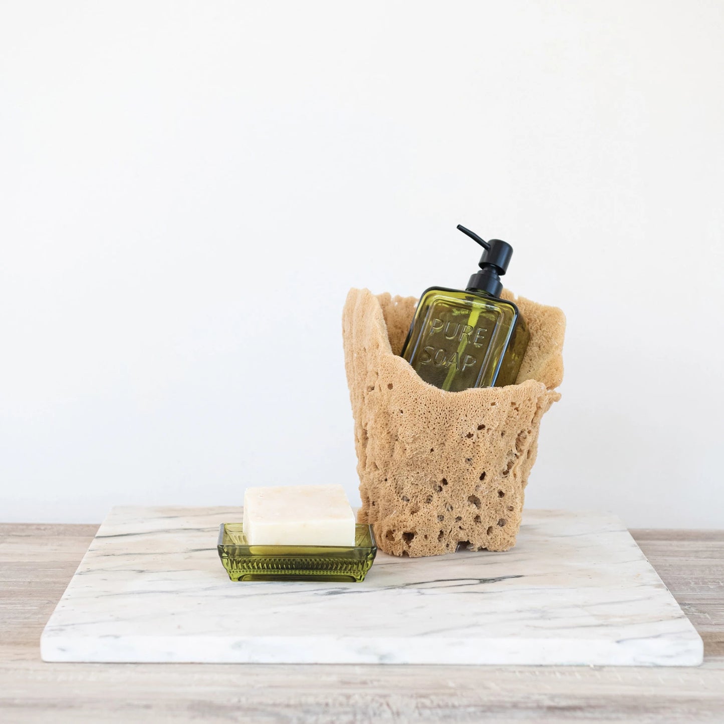 Olive Green Glass Soap Dispenser